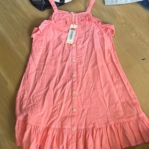 Copper Key Girls Sz medium pink linen Sundress NWT
